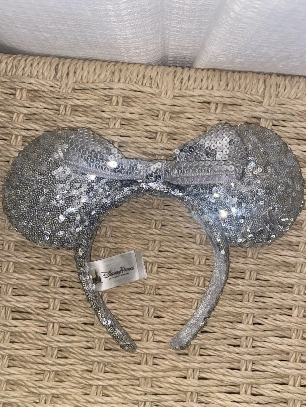 Disney Silver Sequin Minnie Ear Headband Disneyland
